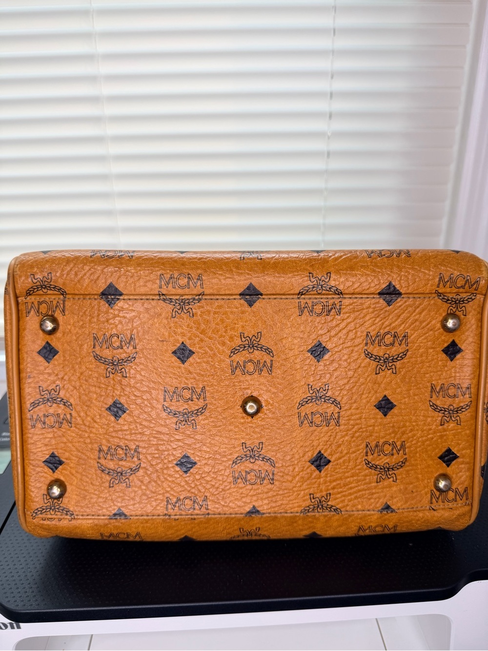 MCM Cognac Visetos Dome Satchel with Gold Hardware - Picture 6 of 12